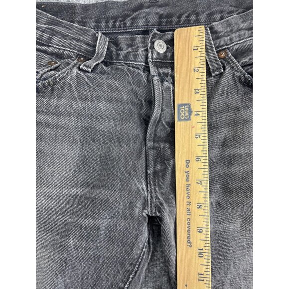 Levis 501 CT Jeans Mens 26x32 Black Distressed Tapered Button Fly Denim Ripped - Picture 4 of 11
